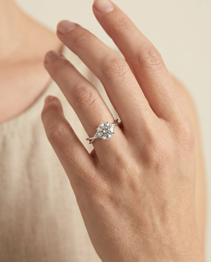Dusty Select Twisted Shank Hidden Halo Solitaire in Platinum – view 3