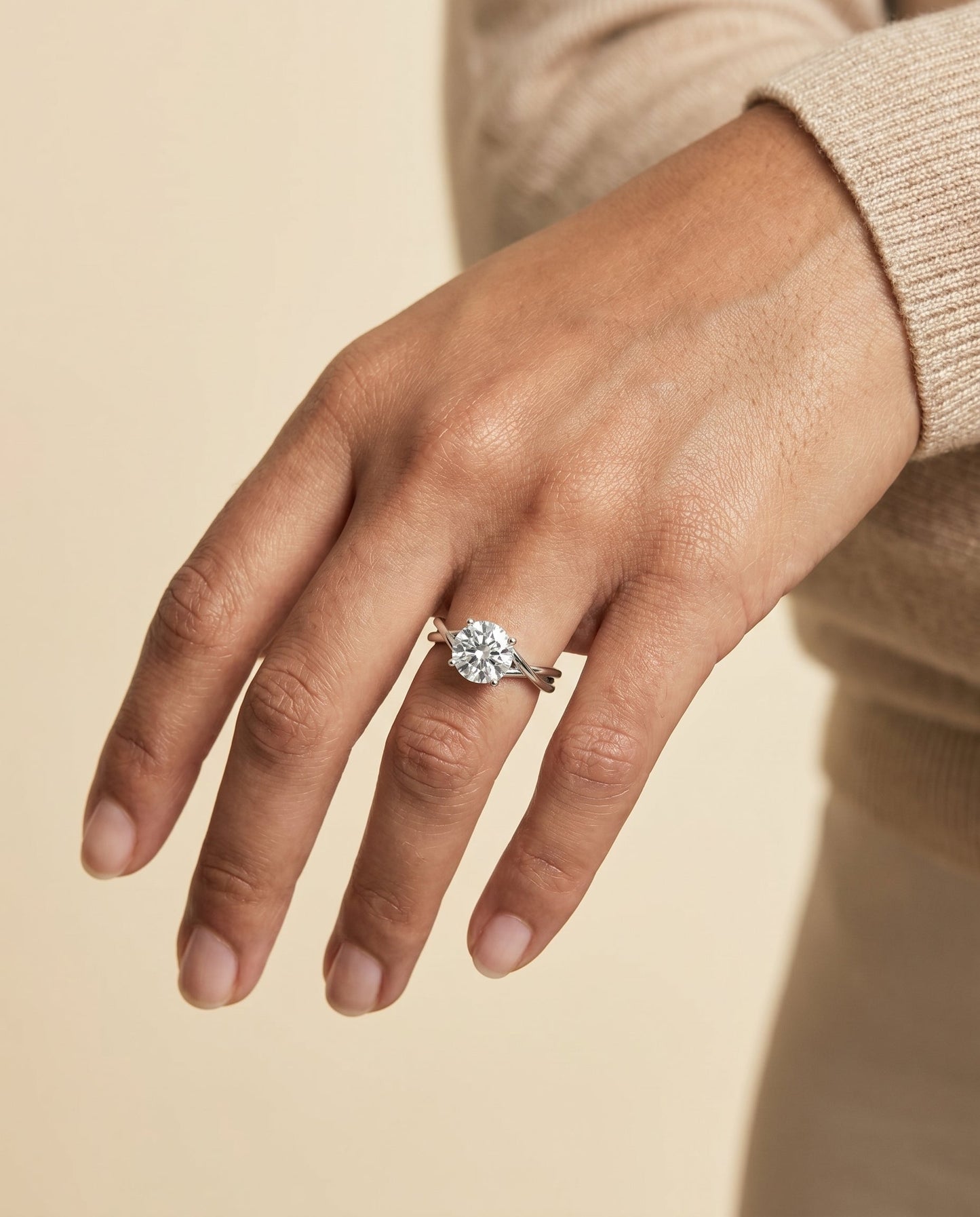 Grace Select Twisted Shank Hidden Halo Solitaire in Platinum – view 3