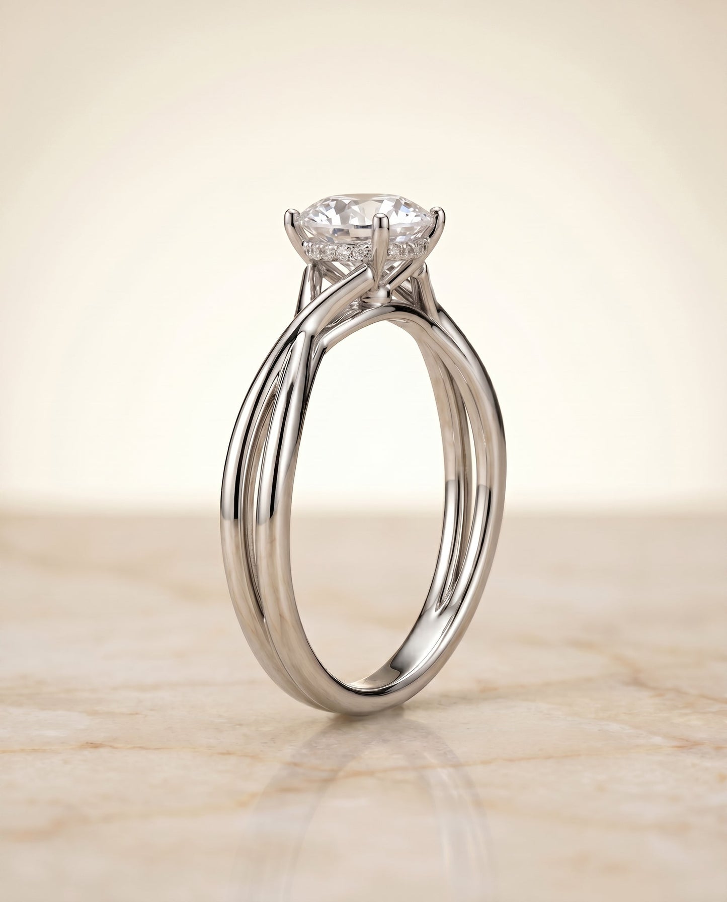 Grace Select Twisted Shank Hidden Halo Solitaire in Platinum – view 5