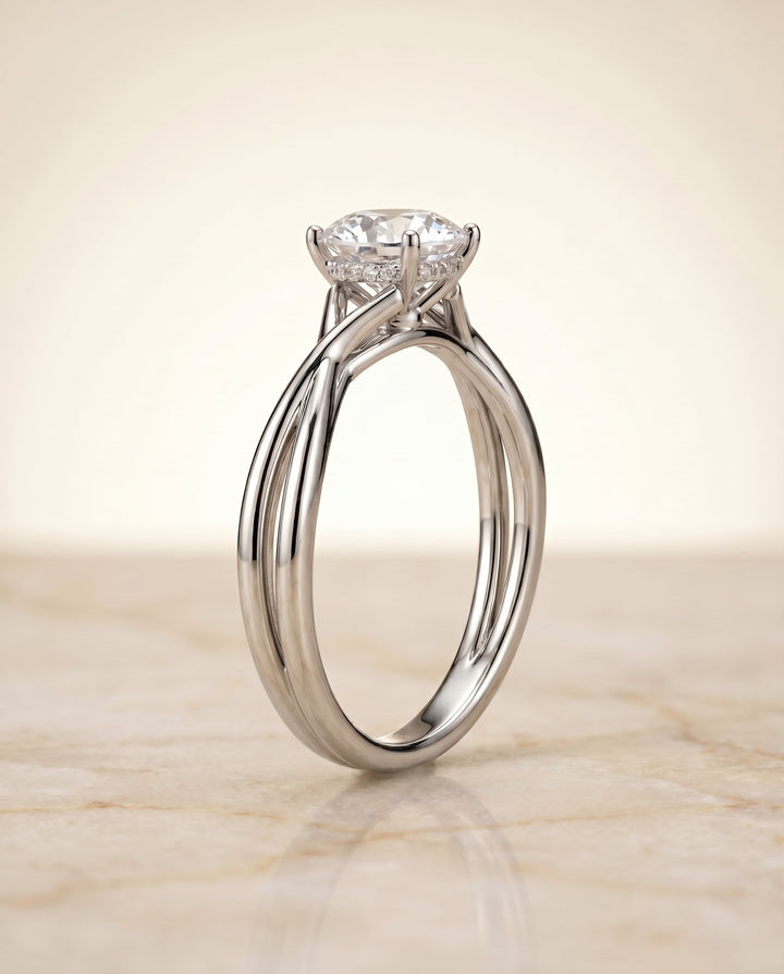 Grace Select Twisted Shank Hidden Halo Solitaire in Platinum – view 5