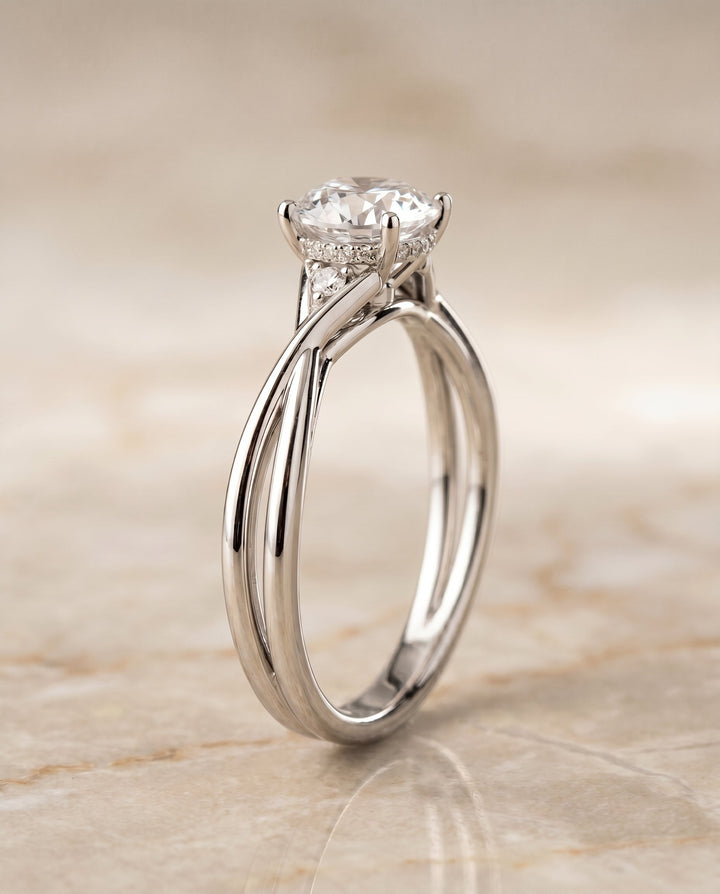 Dusty Select Twisted Shank Hidden Halo Solitaire in Platinum – view 2