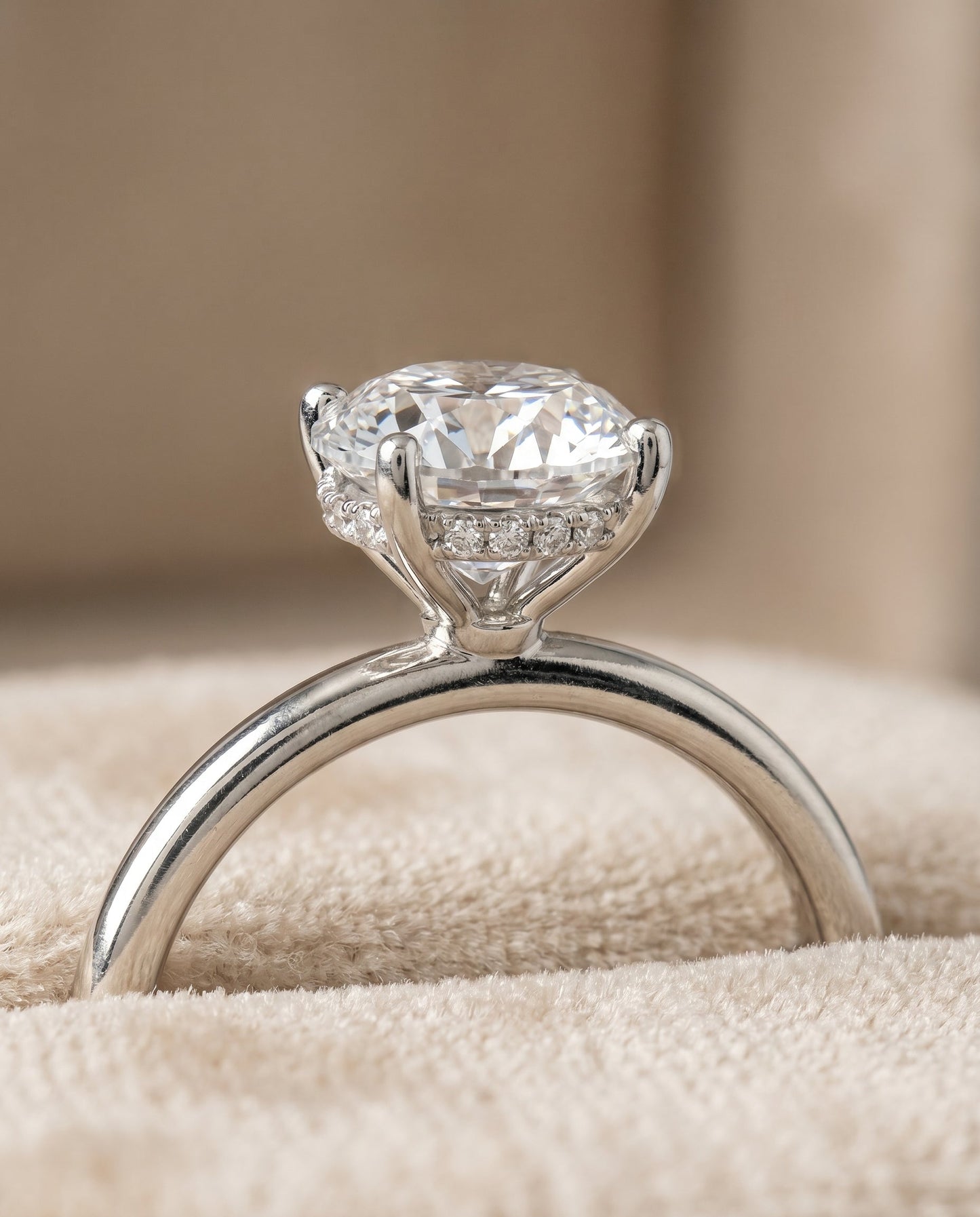 Eartha Select Upper Hidden Halo Solitaire Emerald Cut in Platinum – view 4