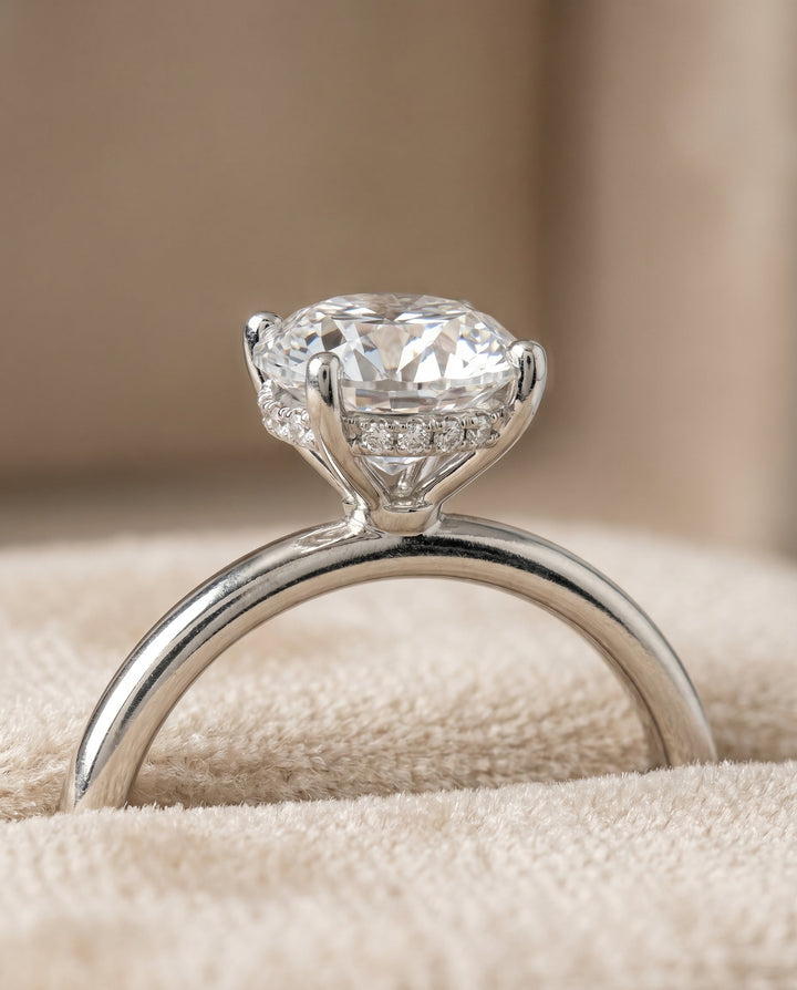 Eartha Select Upper Hidden Halo Solitaire Emerald Cut in Platinum – view 4