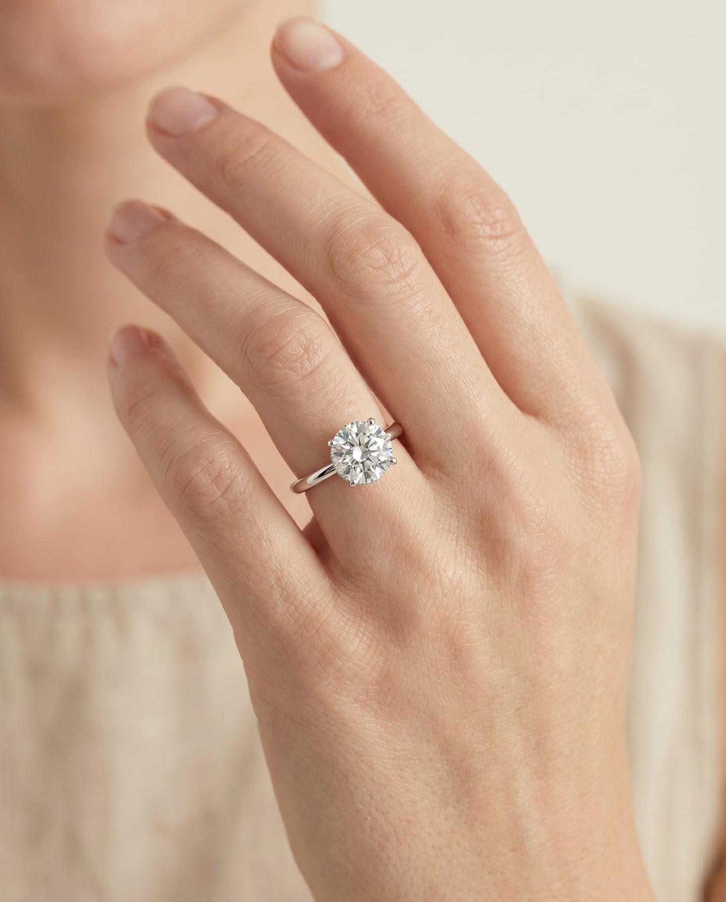 Eartha Select Upper Hidden Halo Solitaire in Platinum – view 3