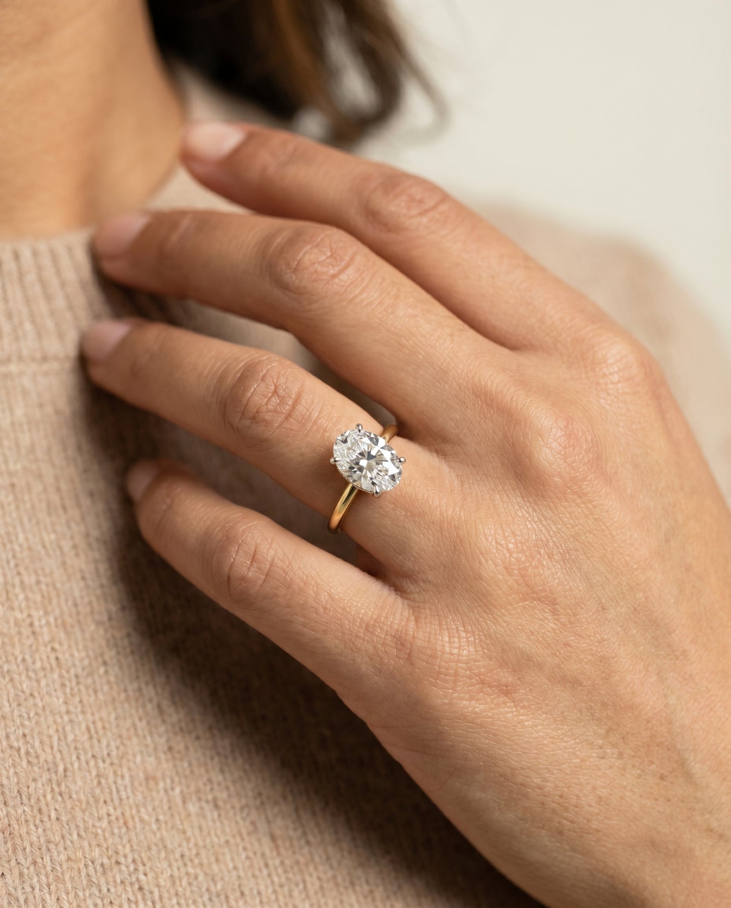 The Eartha Hidden Halo Solitaire Engagement Ring Setting for Oval Diamonds in 18K Yellow Gold