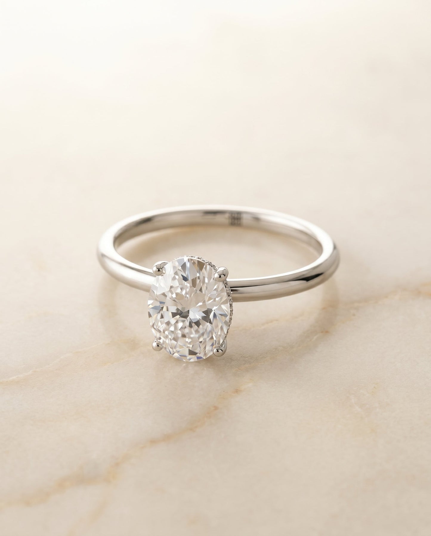 The Eartha Hidden Halo Solitaire Engagement Ring Setting for Oval Diamonds in Platinum | RockHer