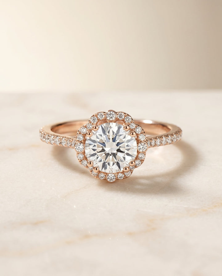 ตัวเรือนแหวนหมั้นเพชร Florence ทรงกลม ทองคำชมพู 14K จาก RockHer