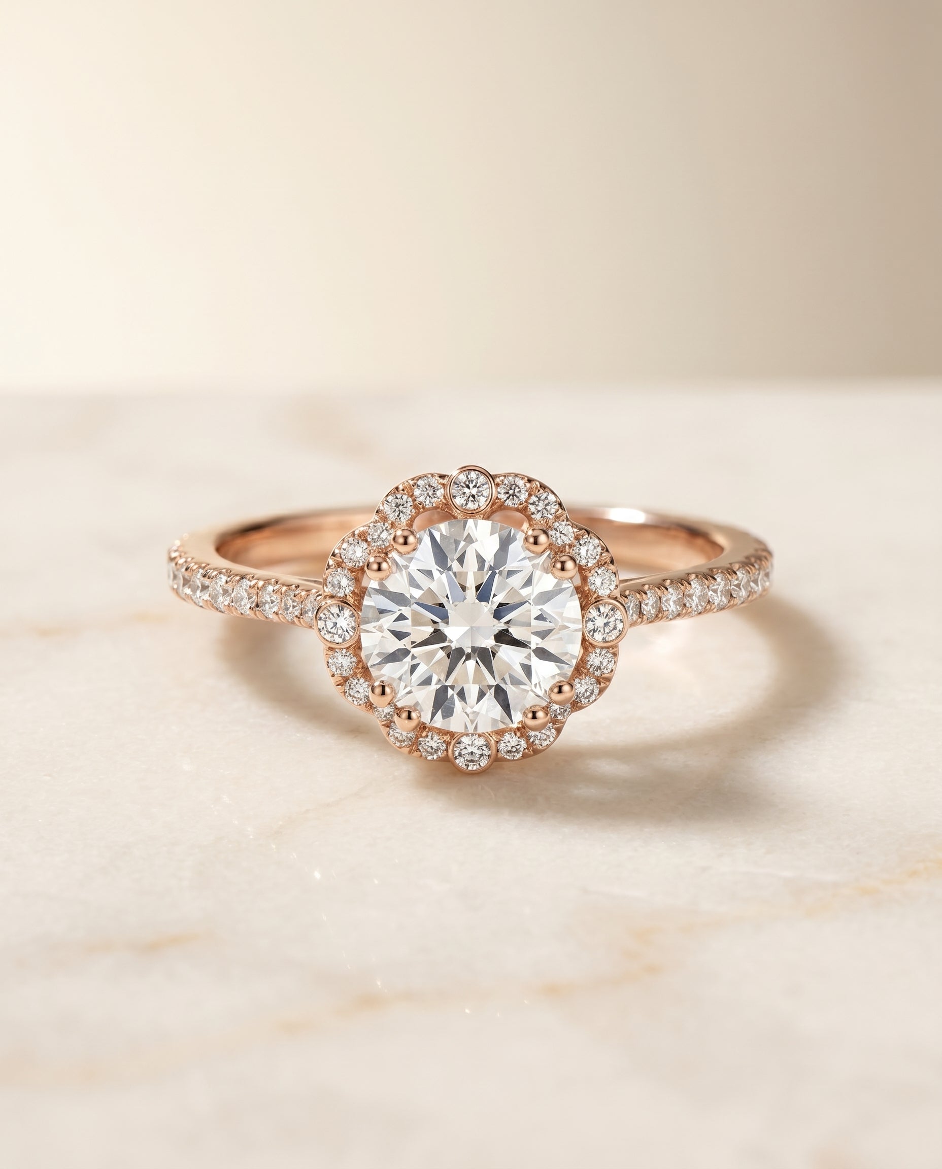 Florence Select Vintage Scalloped Halo in 14K Rose Gold – view 1