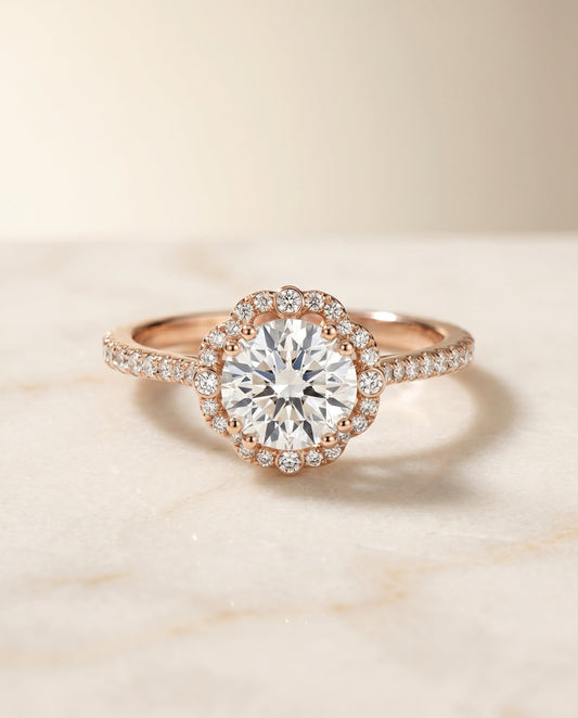 Florence Select Vintage Scalloped Halo in 14K Rose Gold – view 1