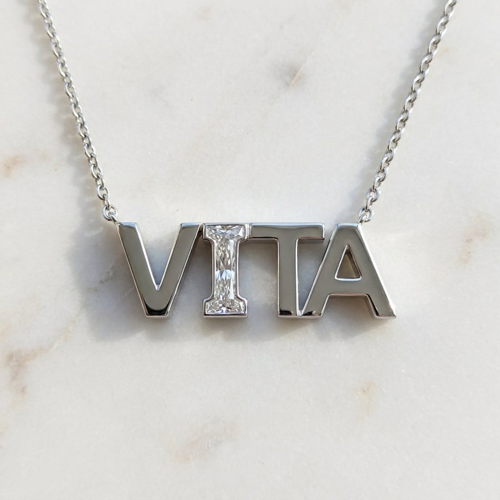 VITA lab-grown diamond letter necklace in Platinum