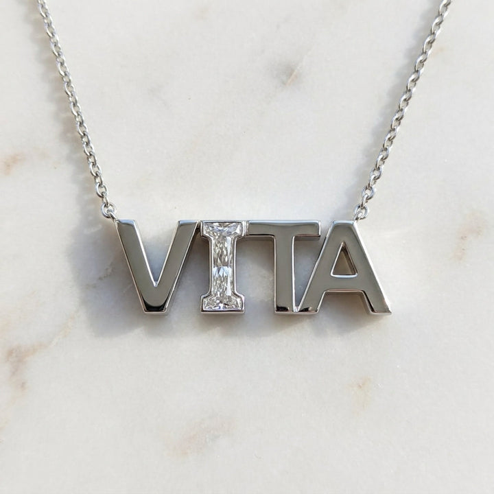 VITA lab-grown diamond letter necklace in Platinum