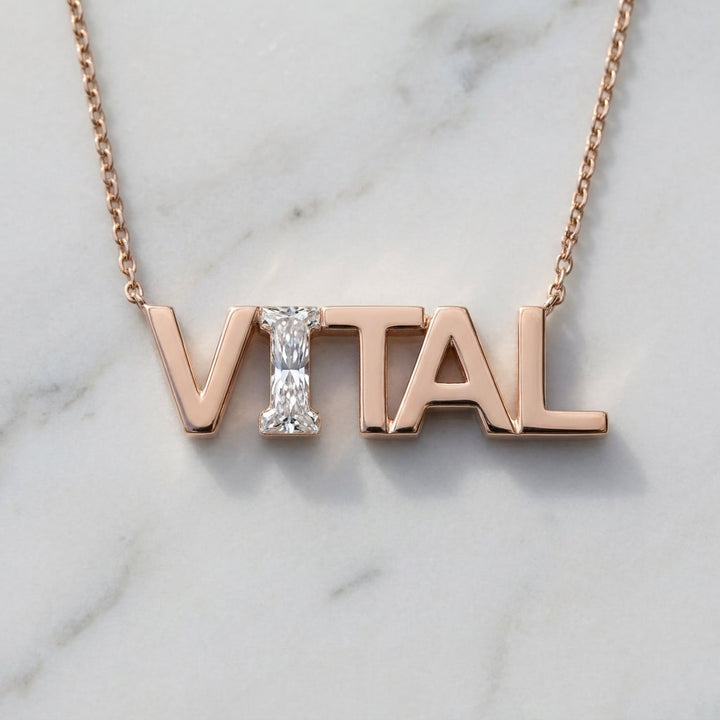 VITAL lab-grown diamond letter necklace in 14K Rose Gold