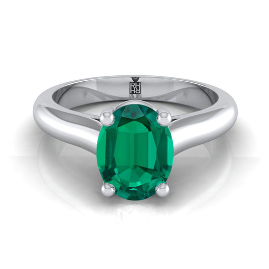 Platinum Oval Pinched Comfort Fit Claw Prong Solitaire Engagement Ring | RockHer