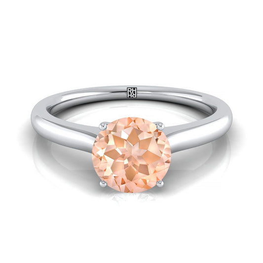 แหวนหมั้นเพชรเม็ดเดี่ยวทรงกลมเจียระไนแบบแคทเทดรัลทองคำขาว 18K พร้อมอัญมณีลับเซอร์ไพรส์