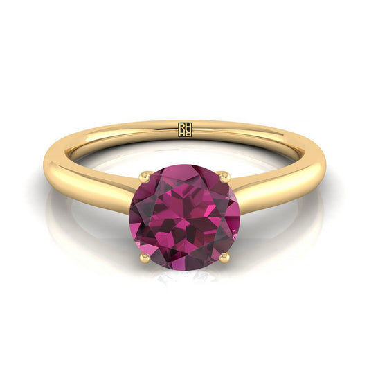 14K Yellow Gold Round Brilliant Cathedral Solitaire Surprise Secret Stone Engagement Ring