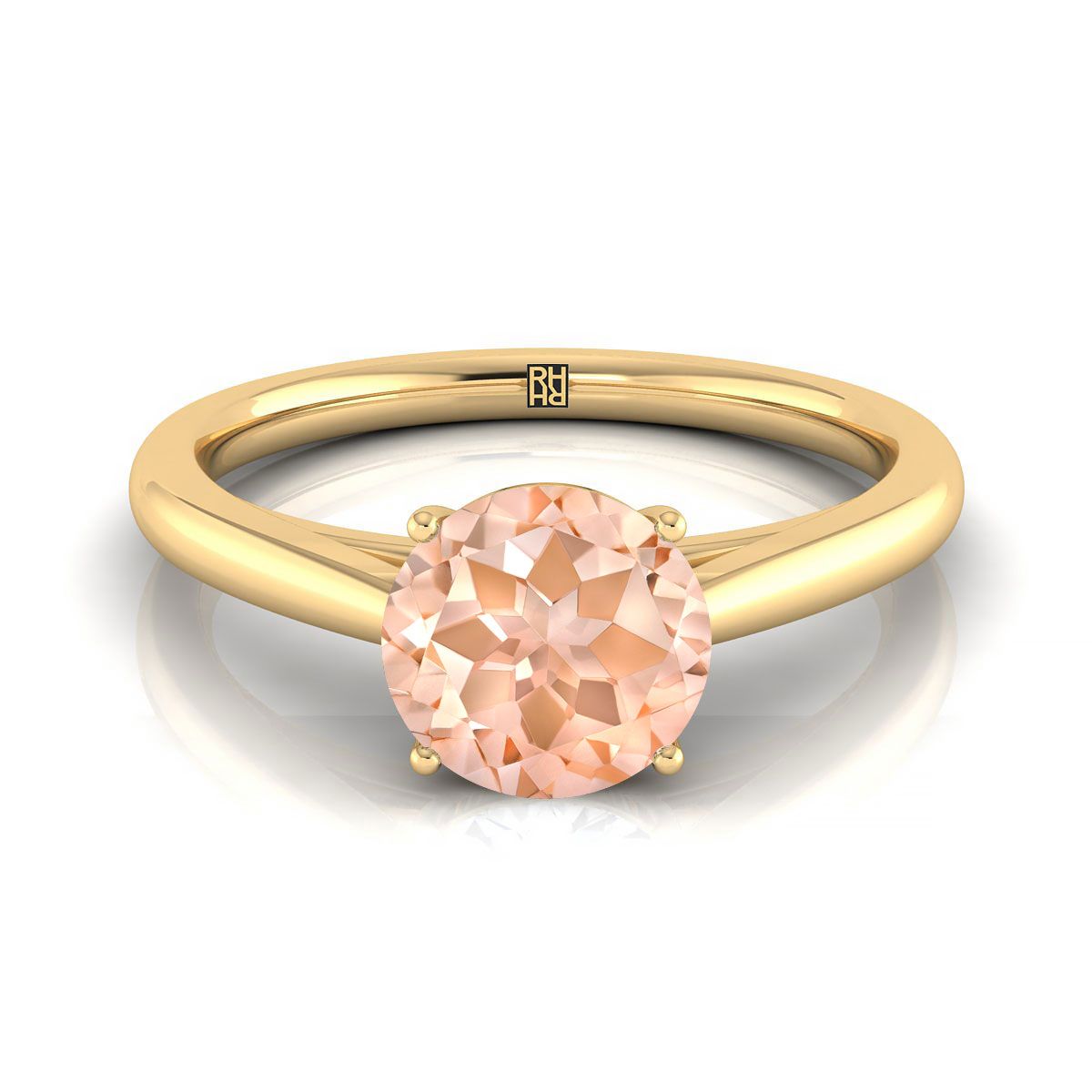 แหวนหมั้นเดี่ยวเม็ดเดียวแบบลับ ฝังเพชรทรงกลมเจียระไนแบบบริลเลียนต์ ขอบมน ใส่สบาย ทำจากทองคำเหลือง 14K